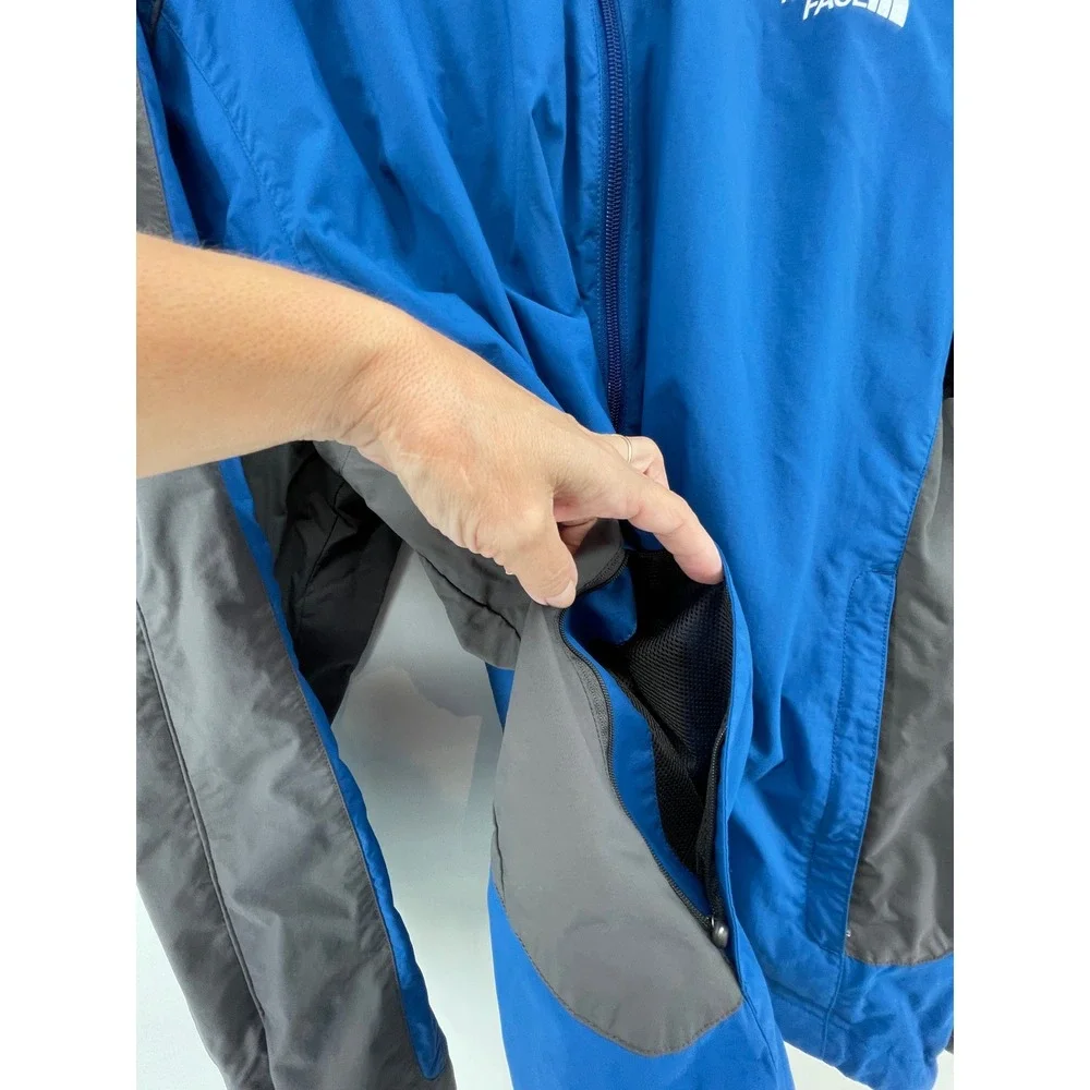 The North Face Mens XL Blue Grey HyVent Windbreaker Jacket Full Zip Hooded AXD8